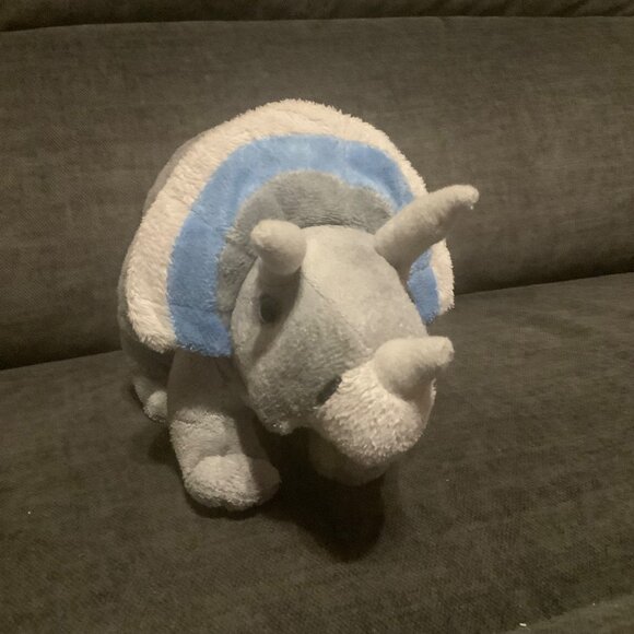 Wild Republic Triceratops Dinosaur Plush Toy 11”x6” Gray & Blue Stuffed Animal - Picture 5 of 7